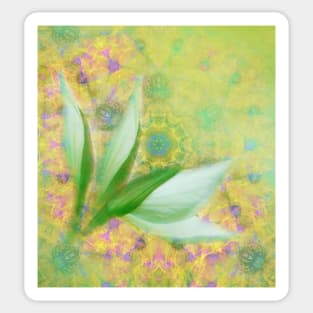 Bauhinia buds against textured green background Sticker